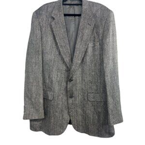 Towncraft 100% Matka Silk Gray Herringbone Blazer Men’s